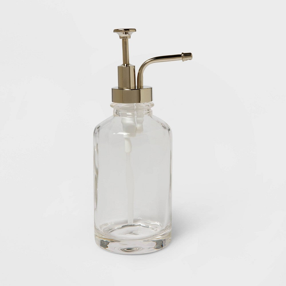 Oilcan Soap Dispenser Clear - Threshold: Glass & Plastic, Bathroom Accessory, Gel Soap Compatible - Bellso